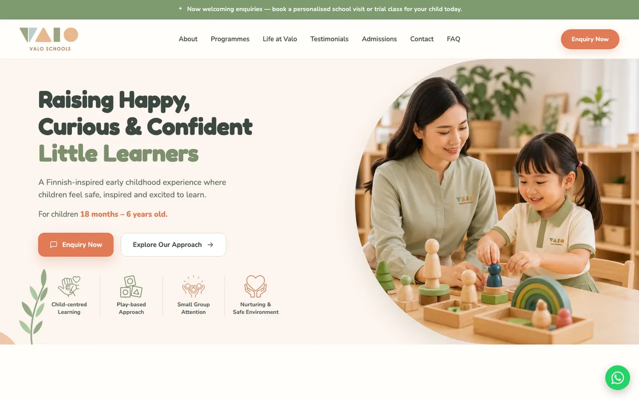 Home page of Valo School